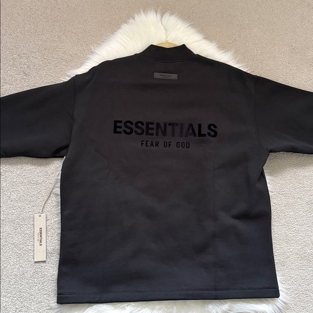 Nwt Essentials Fear Of God Relaxed Crewneck Sweatshirt In Stretch Limo - Xxs